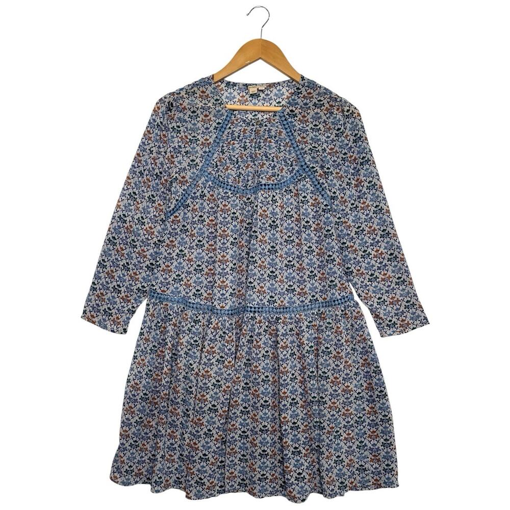 Anthropologie Holding Horses Dress Womens 4 Blue Sheer Boho Peasant Prairie